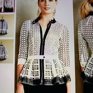 NWOT Anthropologie Laced Peplum Jacket White